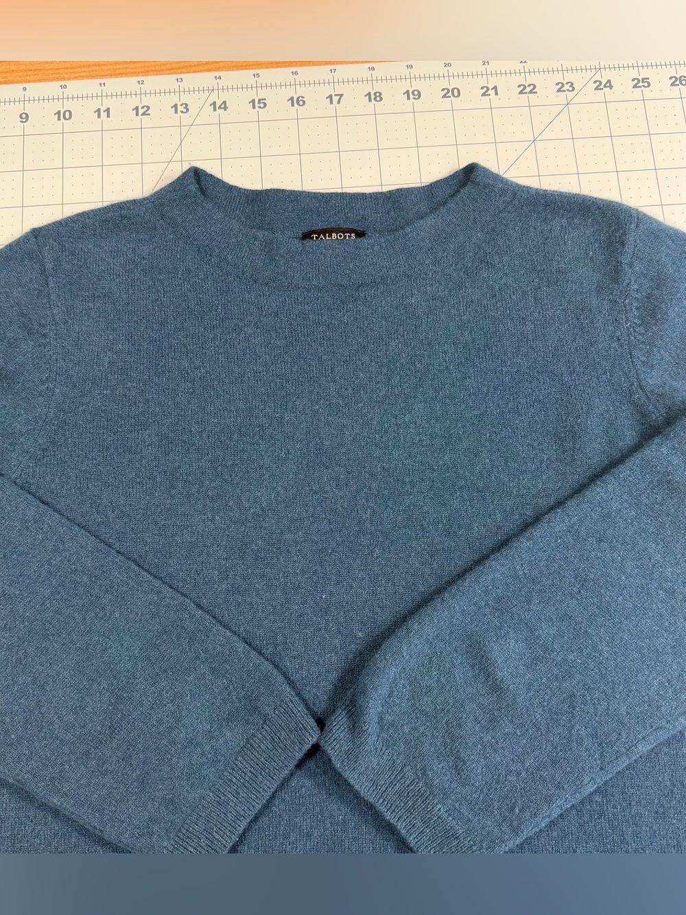 Talbots Pure Cashmere 3/4 Sleeve Sweater, Deep Teal/Blue. Super Soft. Medium - Picture 7 of 12